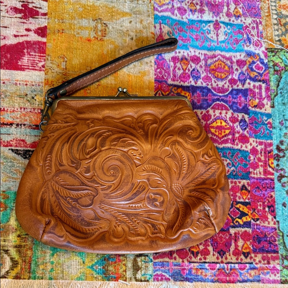 Patricia Nash tooled leather wristlet